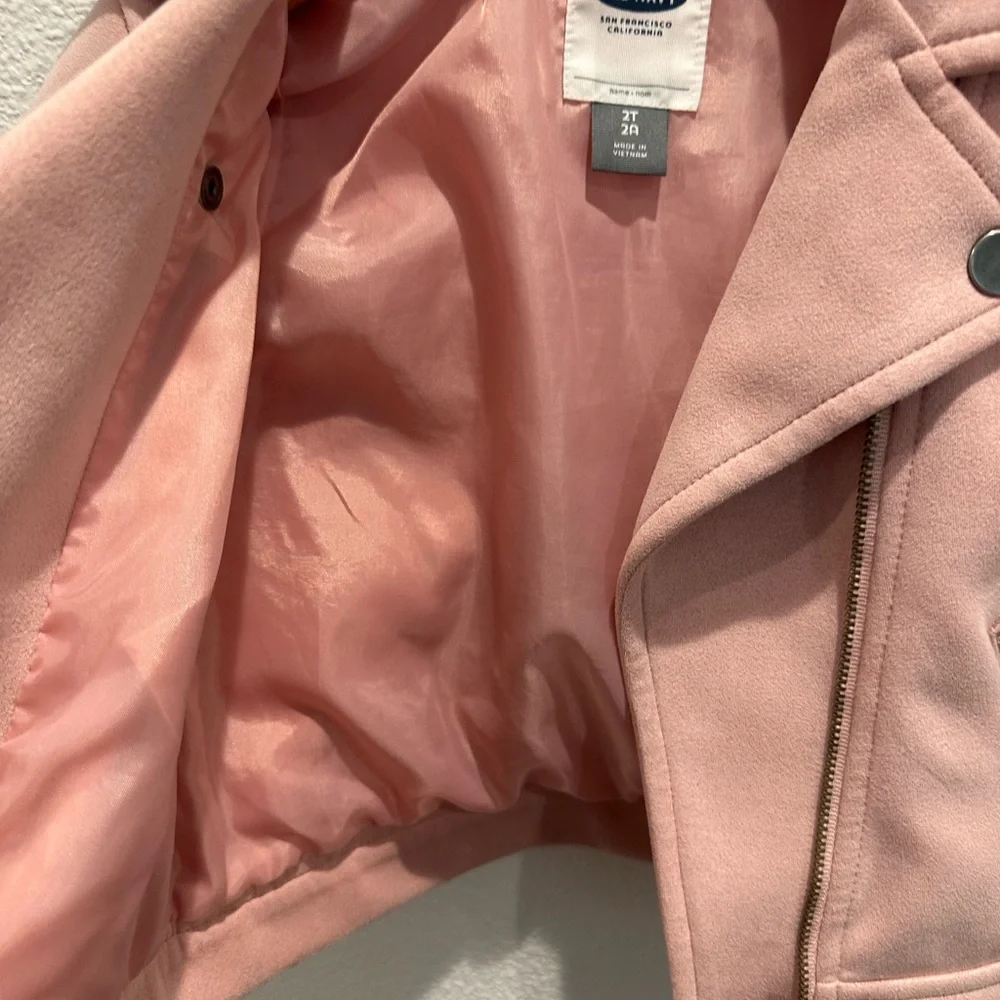 Old Navy Toddler Girls Pink Faux Suede Moto‎ Jacket, 2T